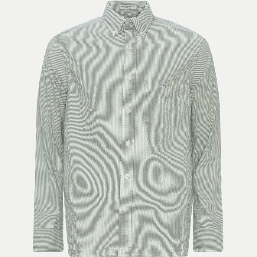 Gant Shirts REG SEERSUCKER STRIPE SHIRT 3240063 PINE GREEN